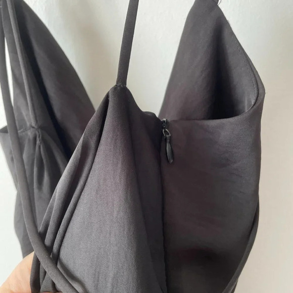 Zara Satin Effect Draped Open Back Mini Dress Black NWT Size Small - Picture 9 of 12